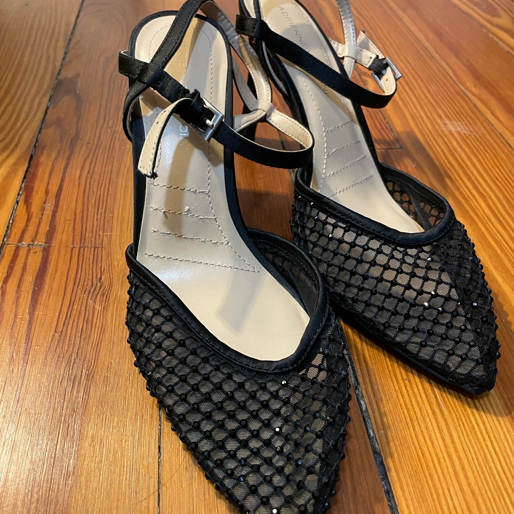 Adrienne Vittadini Black Mesh Pointed Heels